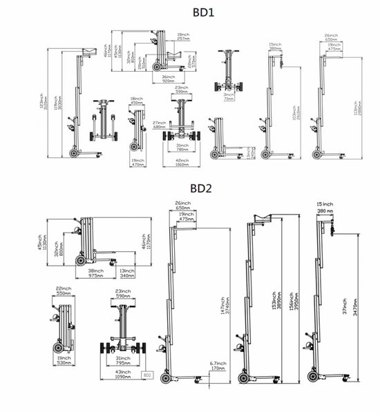 BD2-F Material Trolley Lifters  4.0m Lift, 180kg
