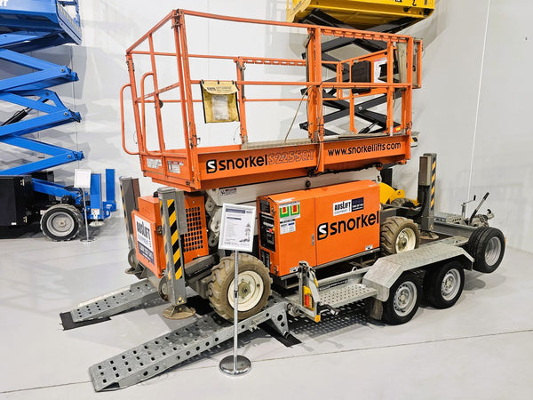 2018 Snorkel S2255RT with Trailer - 22ft Rough Terrain Diesel Scissor Lift