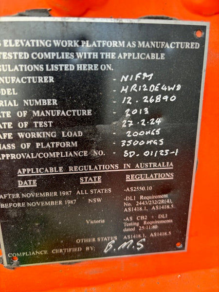 2013 Niftylift HR12 34ft Bi-Energy Knuckle Boom