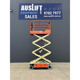 JLG 1930ES electric scissor lift (SN8095) elevated side profile