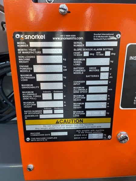 Snorkel 32ft RT Self Levelling Diesel Scissor Lift