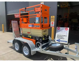 JLG 1932R 19ft Electric Scissor lift on Bullant Trailer Package